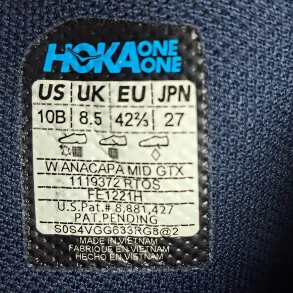 Hoka One Anacapa Mid GTX Hiking Boots Women's Sz 10 B Real Teal Outer Space (VGC Athletic Shoes